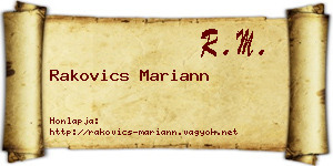 Rakovics Mariann névjegykártya