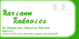 mariann rakovics business card